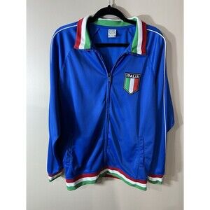 Rhinox ITALIA Jacket Mens Large Blue Soccer Football Stripe Full Zip